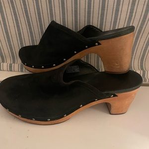 UGG Black Suede Clogs